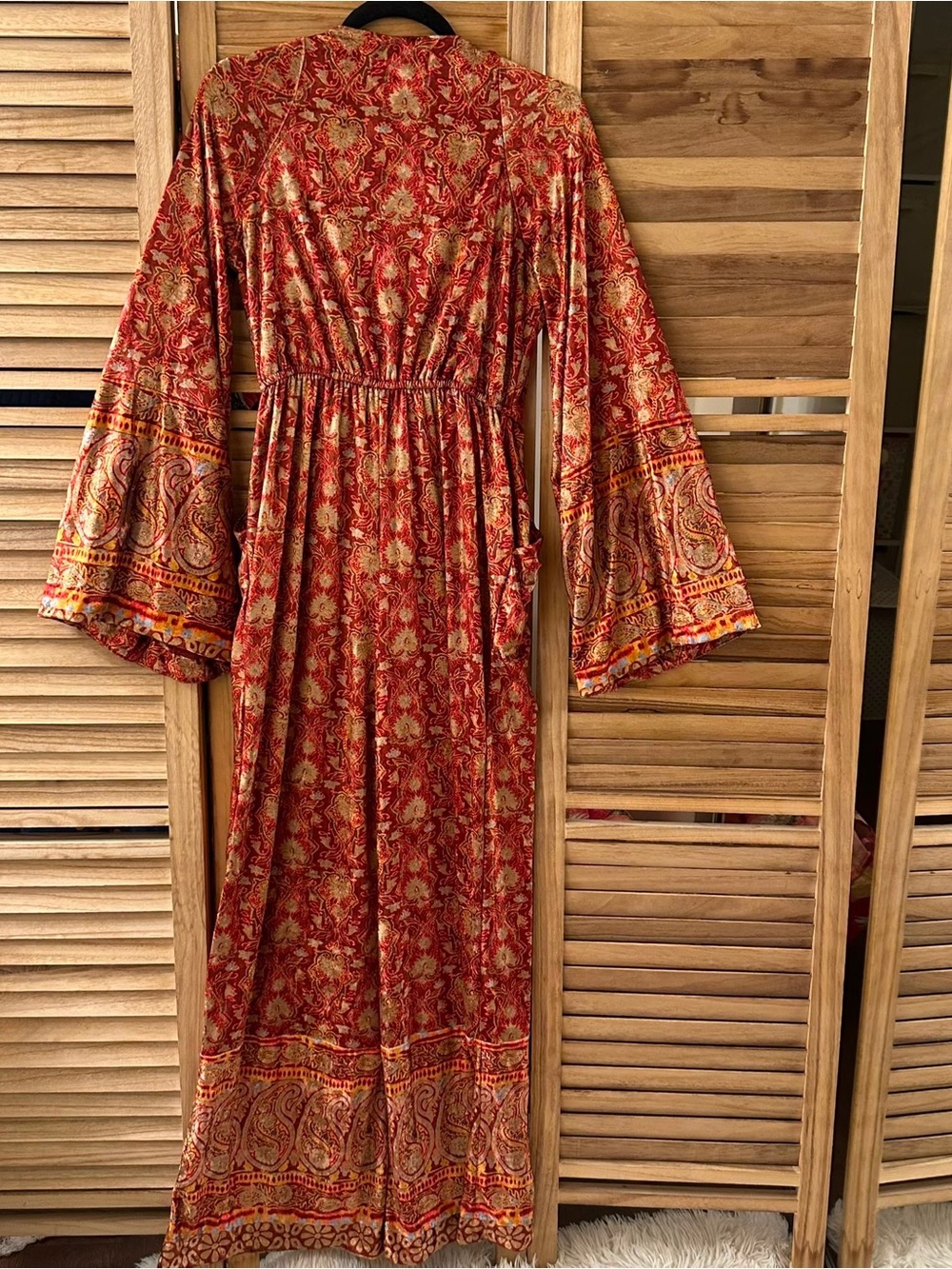 Free People Harper Velvet Bell Sleeve Jumpsuit in Sangria Size S - Picture 6 of 11